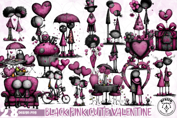 Download Black Pink Cute Valentine PNG - Cute valentine png Collection