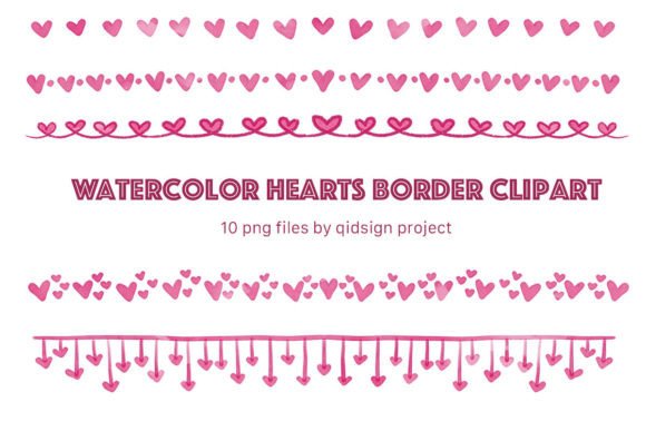 Download 10 Watercolor Hearts Border Clipart - Border Collection