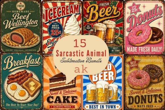 Download Retro Food Poster Sublimation PNG Bundle - Poster Collection